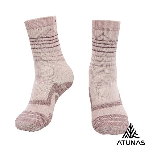 ATUNAS 歐都納 中筒厚底羊毛襪A1ASGZ04N霧粉/抑菌抗臭/恆溫舒適/吸濕排汗