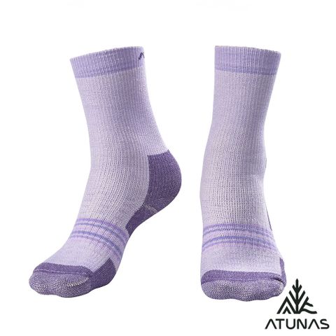 ATUNAS 歐都納 中筒厚底羊毛襪A1ASGZ06N迷霧紫/抑菌抗臭/恆溫舒適/吸濕排汗