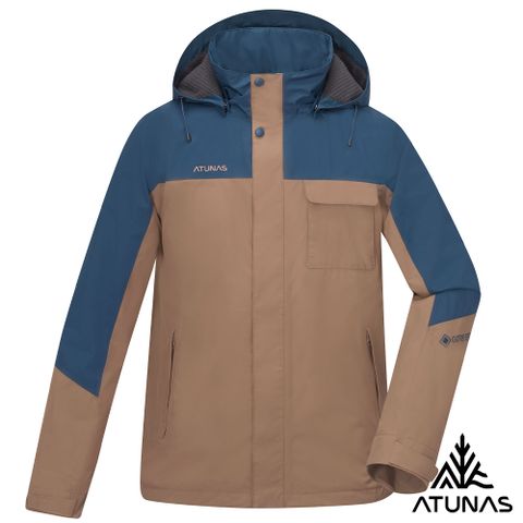 ATUNAS 歐都納 男款GORE-TEX PACLITE PLUS防水透氣石墨烯單件式外套A1GT2506M摩卡棕/深藍/大尺碼