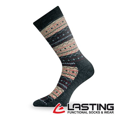 Merino 【LASTING 捷克】羊毛厚中筒健行襪(LT-TWP 卡其條紋/透氣/舒適/保暖/雙溫感/美麗諾)