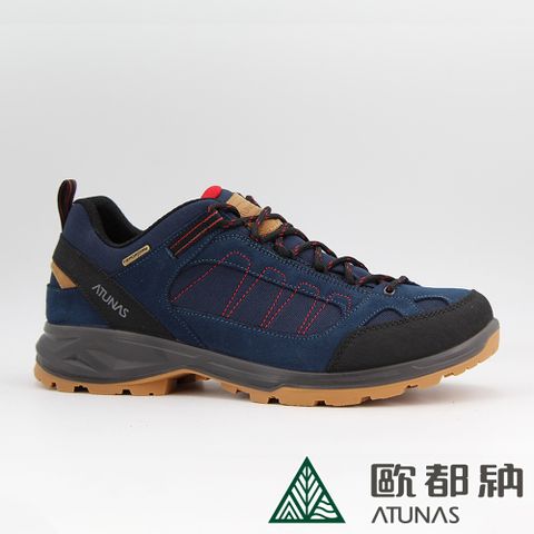 ATUNAS 歐都納 男款防水低筒健行鞋A1GCFF05N深藍/防水鞋/登山鞋/透氣抗臭/寬楦舒適