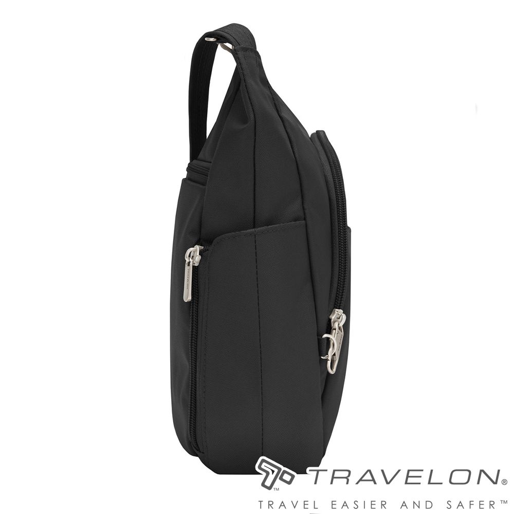 TRAVELON 【美國防盜包】經典防盜側背包(TL-42757黑/斜背包/旅遊包)