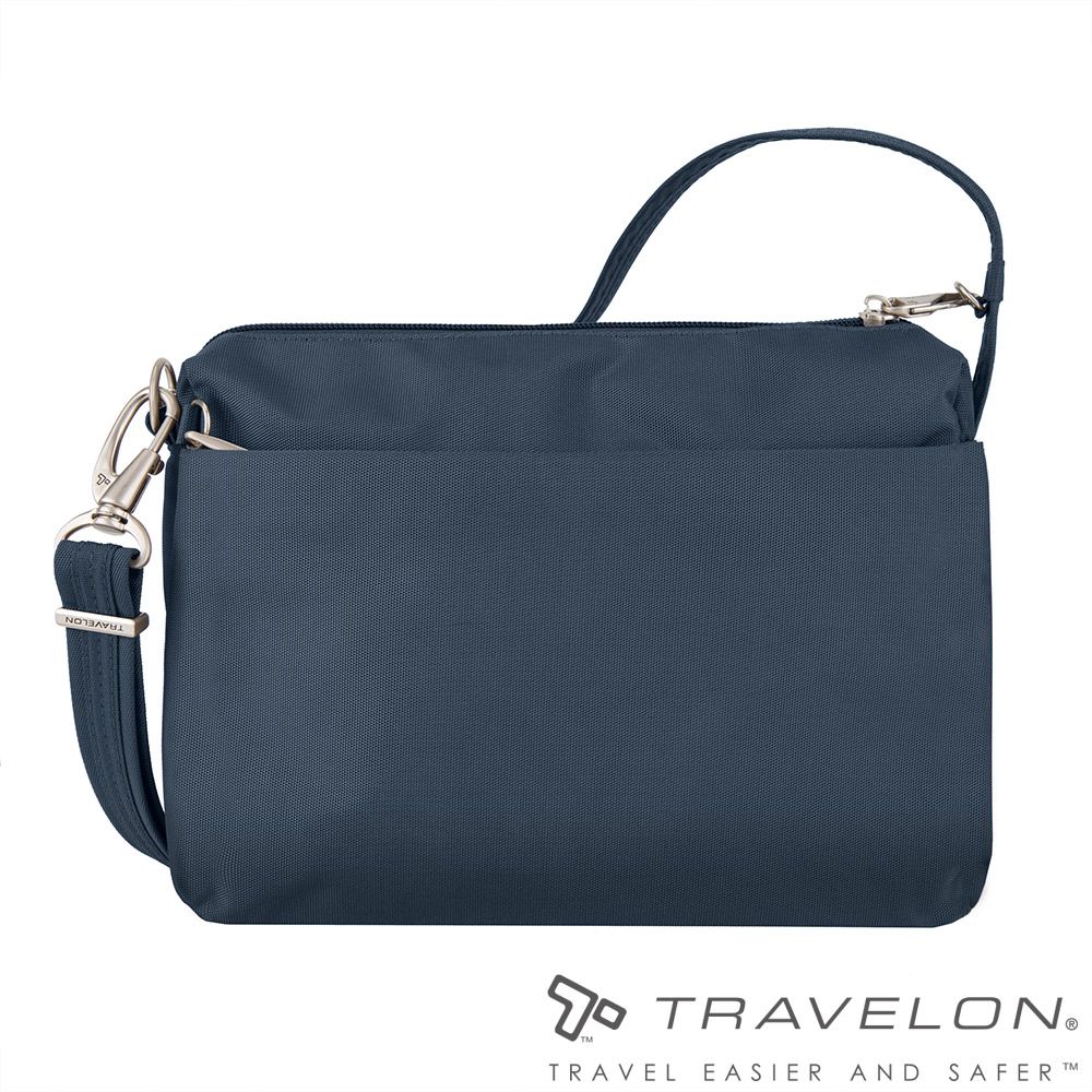 TRAVELON 【美國防盜包】CLASSIC防盜斜側包 (TL-43115-1 深藍/斜背包/防潑水/休閒)