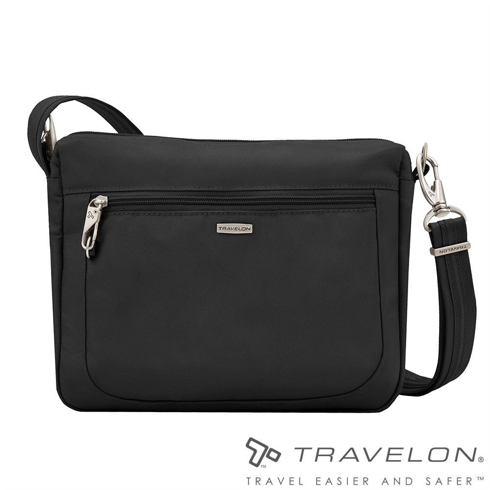 TRAVELON 【美國防盜包】CLASSIC防盜斜側包 (TL-43115-1 黑/斜背包/防潑水/休閒)