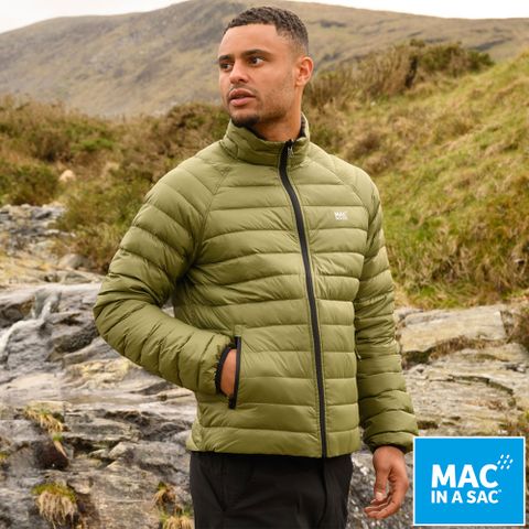 【MAC IN A SAC】男款輕暖袋著走雙面羽絨外套(MNS126 綠/黑/防潑水/好攜帶/雙面設計)