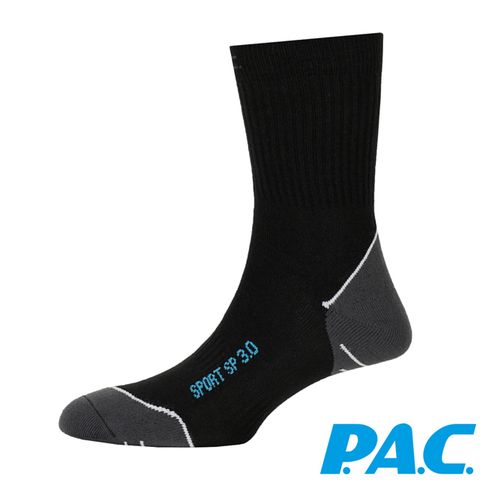 【PAC 德國】SUPER FRESH中筒運動襪(PAC8011 黑/深灰/透氣/舒適/壓力釋放)