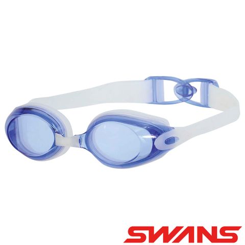 SWANS 日本_專業光學柔軟舒適型泳鏡(SWB-1透明藍/防霧/抗UV/矽膠/游泳/水上配件)