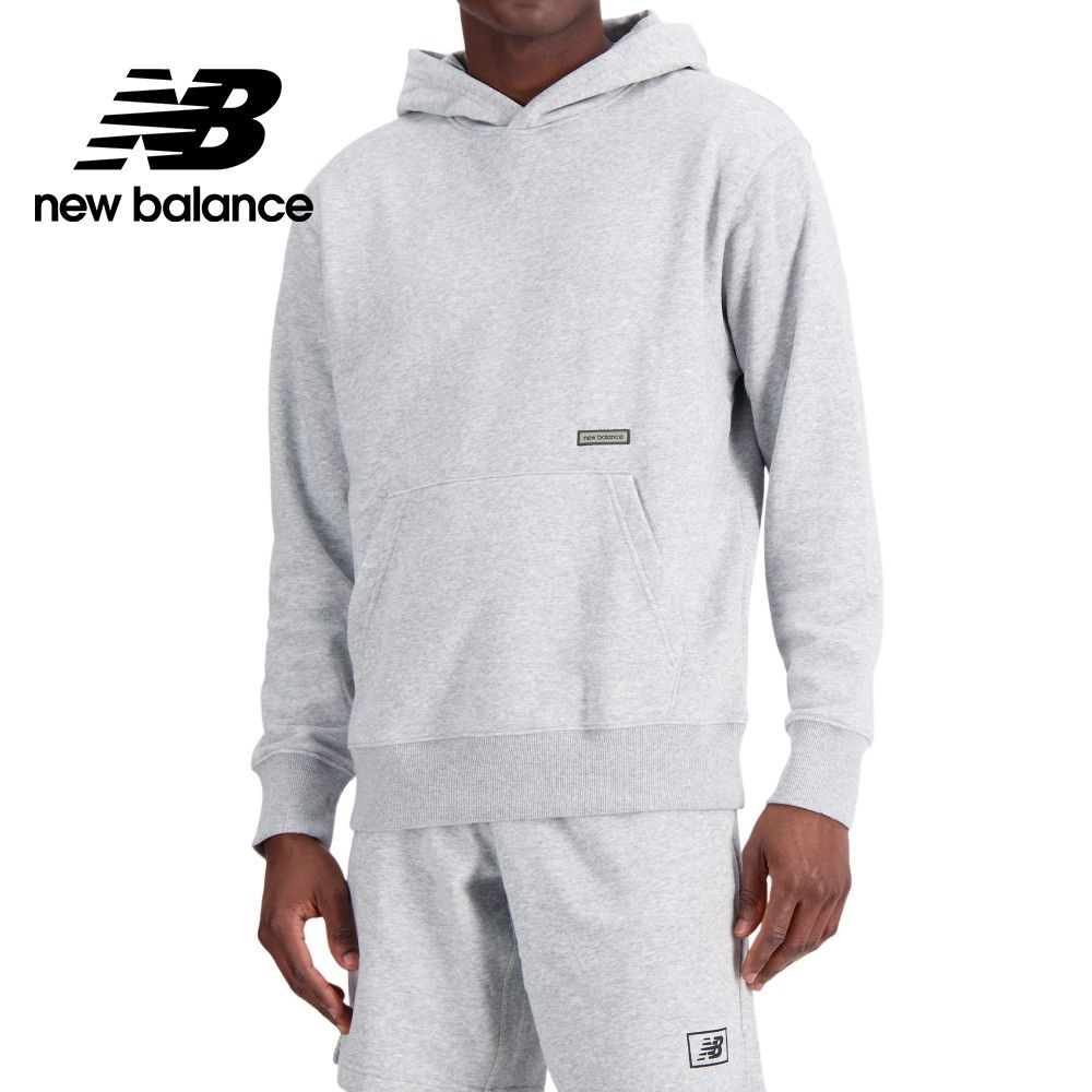 NEW BALANCE []簡約LOGO棉質連帽長袖上衣_男性_灰色_MT33540AG