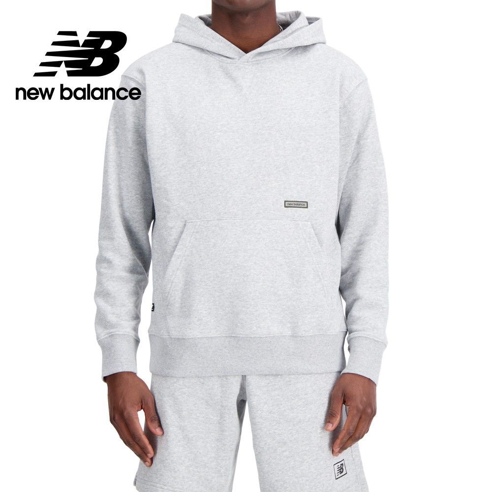 NEW BALANCE []簡約LOGO棉質連帽長袖上衣_男性_灰色_MT33540AG