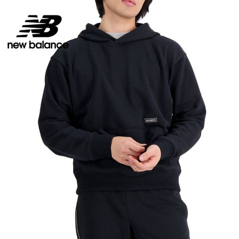 NEW BALANCE []簡約LOGO棉質連帽長袖上衣_男性_黑色_MT33540BK