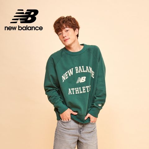 NEW BALANCE []親膚植絨學院風文字長袖上衣_男性_綠色_AMT33550NWG