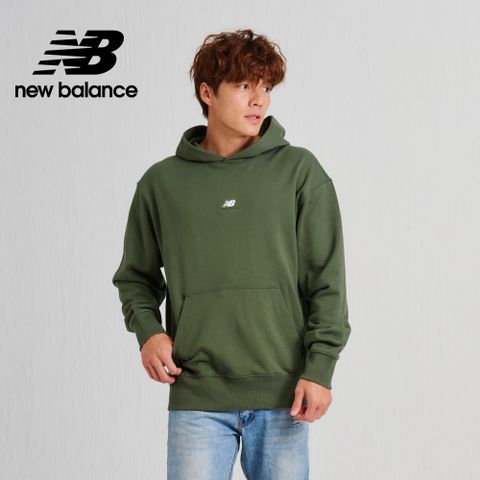 NEW BALANCE []羅紋拼接親膚連帽長袖上衣_男性_橄欖綠_AMT31502DON