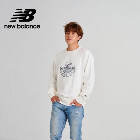 NEW BALANCE 圓領刺繡NB長袖上衣_男性_牙白色_AMT33506SST