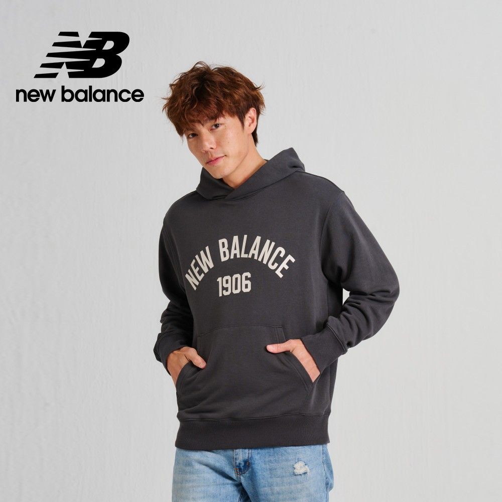 NEW BALANCE 休閒連帽袖上衣_男性_墨灰色_MT33553ACK