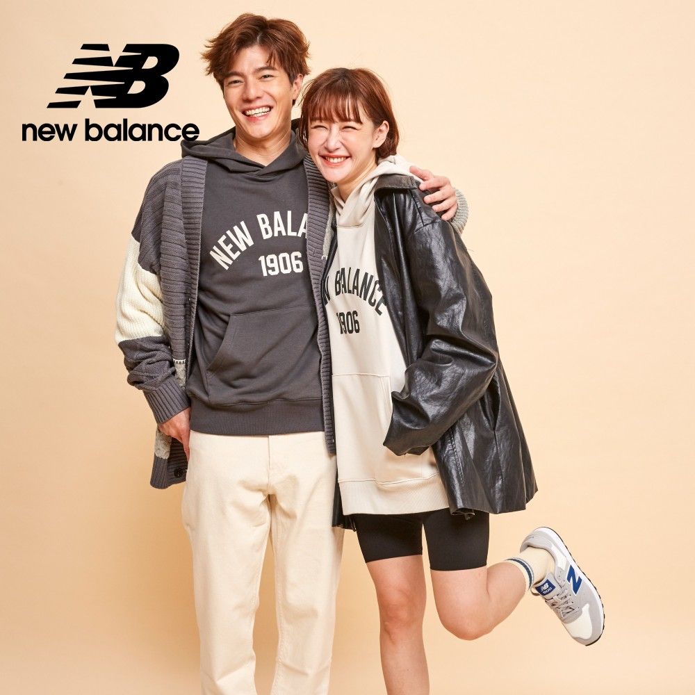 NEW BALANCE 休閒連帽袖上衣_男性_墨灰色_MT33553ACK