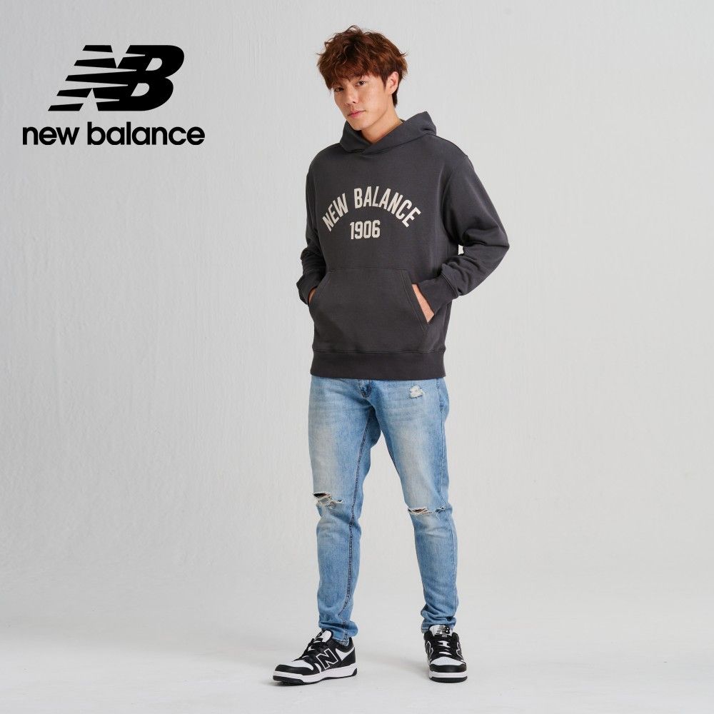 NEW BALANCE 休閒連帽袖上衣_男性_墨灰色_MT33553ACK