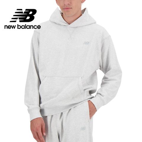 NEW BALANCE 螺紋拼接連帽長袖上衣_男性_淺灰色_MT41534AHH