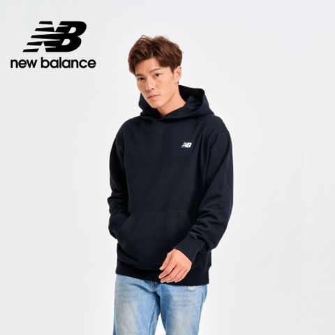 NEW BALANCE 螺紋拼接連帽長袖上衣_男性_黑色_MT41534BK