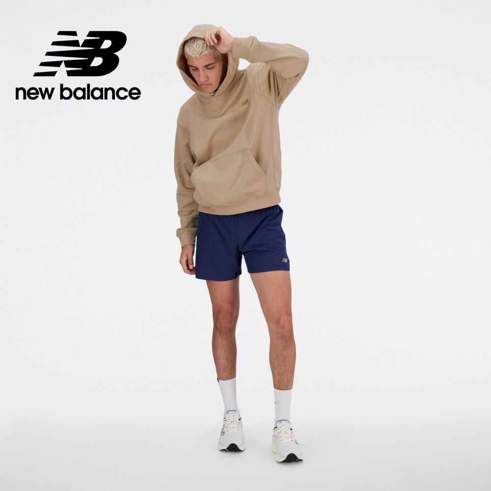 NEW BALANCE 螺紋拼接連帽長袖上衣_男性_卡其色_MT41534SOT