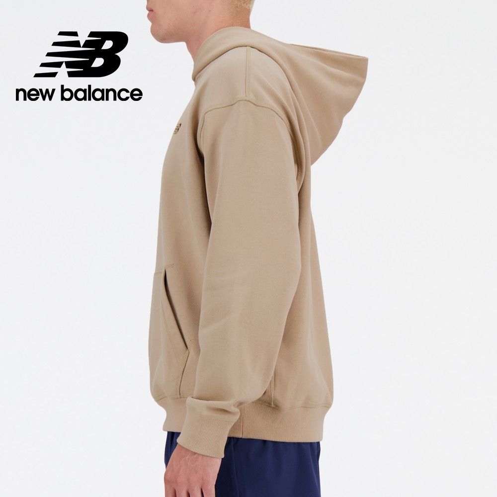 NEW BALANCE 螺紋拼接連帽長袖上衣_男性_卡其色_MT41534SOT