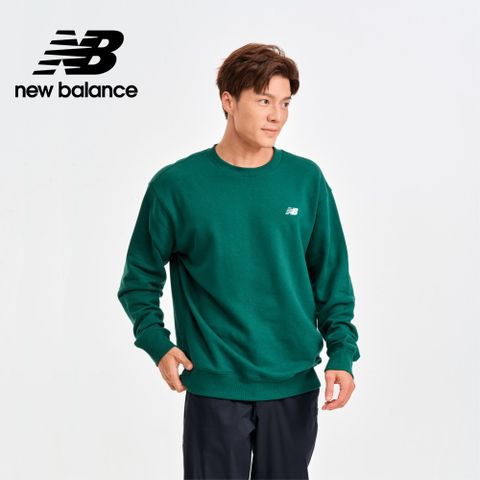 New Balance 紐巴倫 刺繡NB圓領長袖上衣_男性_綠色_MT41507NWG