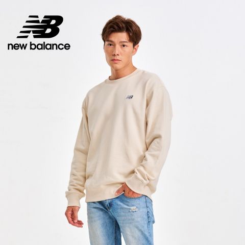 NEW BALANCE 刺繡NB圓領長袖上衣_男性_杏色_MT41507LIN