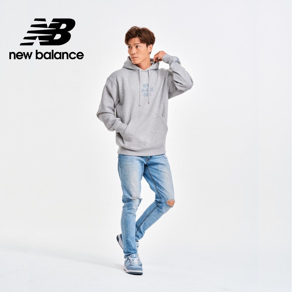 NEW BALANCE 刷毛保暖連帽長袖上衣_男性_灰色_MT41517AG