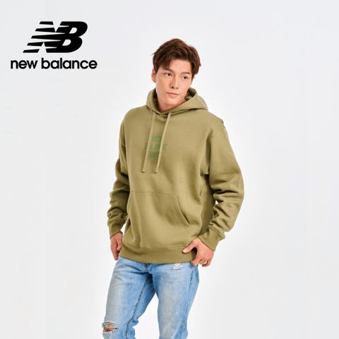 NEW BALANCE 刷毛保暖連帽長袖上衣_男性_橄欖綠_MT41517DEK