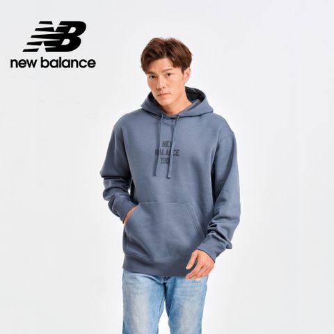 NEW BALANCE 刷毛保暖連帽長袖上衣_男性_灰藍色_MT41517GT