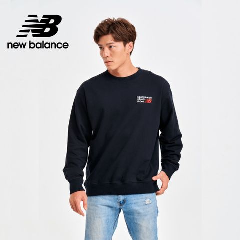【New Balance】刺繡標語長袖上衣_男性_黑色_MT41547BK
