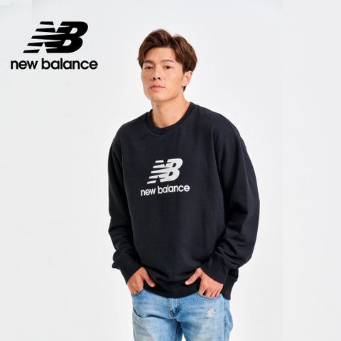 【New Balance】NB大學T衛衣長袖上衣_男性_黑色_MT41500BK