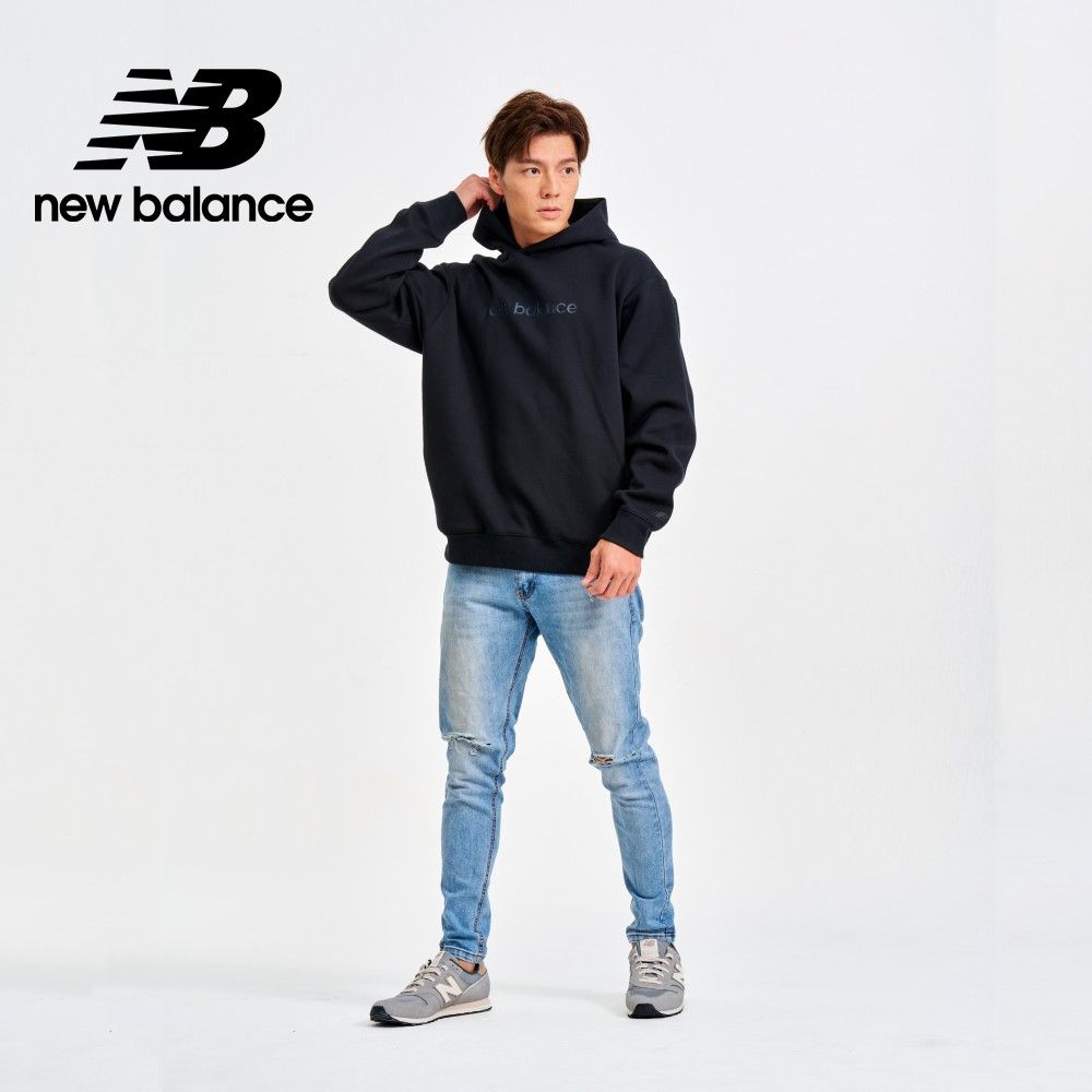 NEW BALANCE 太空棉感內刷毛連帽上衣_男性_黑色_MT41571BK