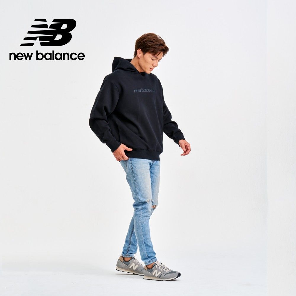 NEW BALANCE 太空棉感內刷毛連帽上衣_男性_黑色_MT41571BK