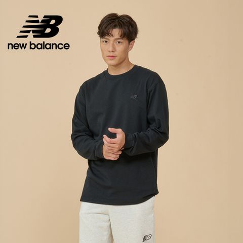 NEW BALANCE 刺繡NB薄長袖上衣_男性_黑色_MT43523BK