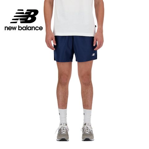 NEW BALANCE 褲口開衩平織短褲_男性_藍色_MS41501NNY