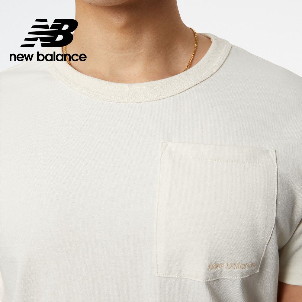 NEW BALANCE []左胸口袋棉質短袖上衣_男性_米白色_AMT23567GIE