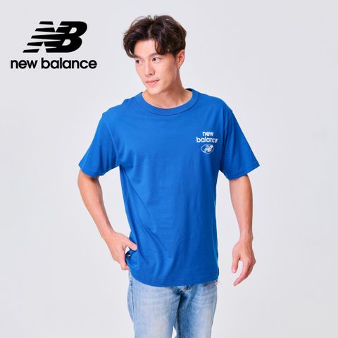 NEW BALANCE []簡約LOGO棉質短袖上衣_男性_藍色_AMT31518ATE