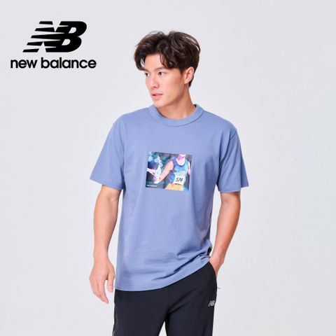 NEW BALANCE []圓領插畫短袖上衣_男性_ 灰藍色_MT31550AGY