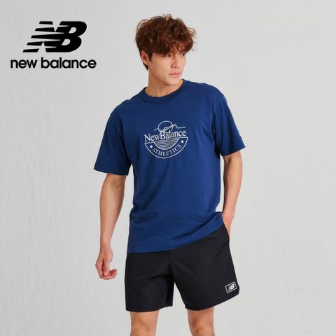 [New Balance]圓領親膚短袖上衣_男性_深藍色_AMT33541NNY