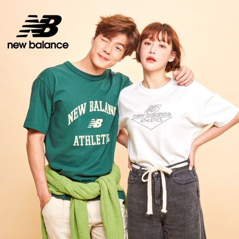 NEW BALANCE []親膚植絨學院風文字短袖上衣_男性_綠色_AMT33551NWG