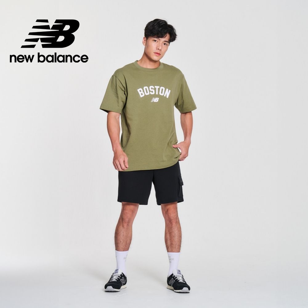 NEW BALANCE 植絨BOSTON短袖上衣_男性_綠色_MT41561DEK