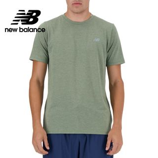 【New Balance】吸濕排汗短袖上衣_男性_綠色_MT41070DHO