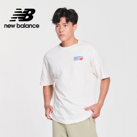 NEW BALANCE 刺繡標語短袖上衣_男性_牙白色_MT41908SST