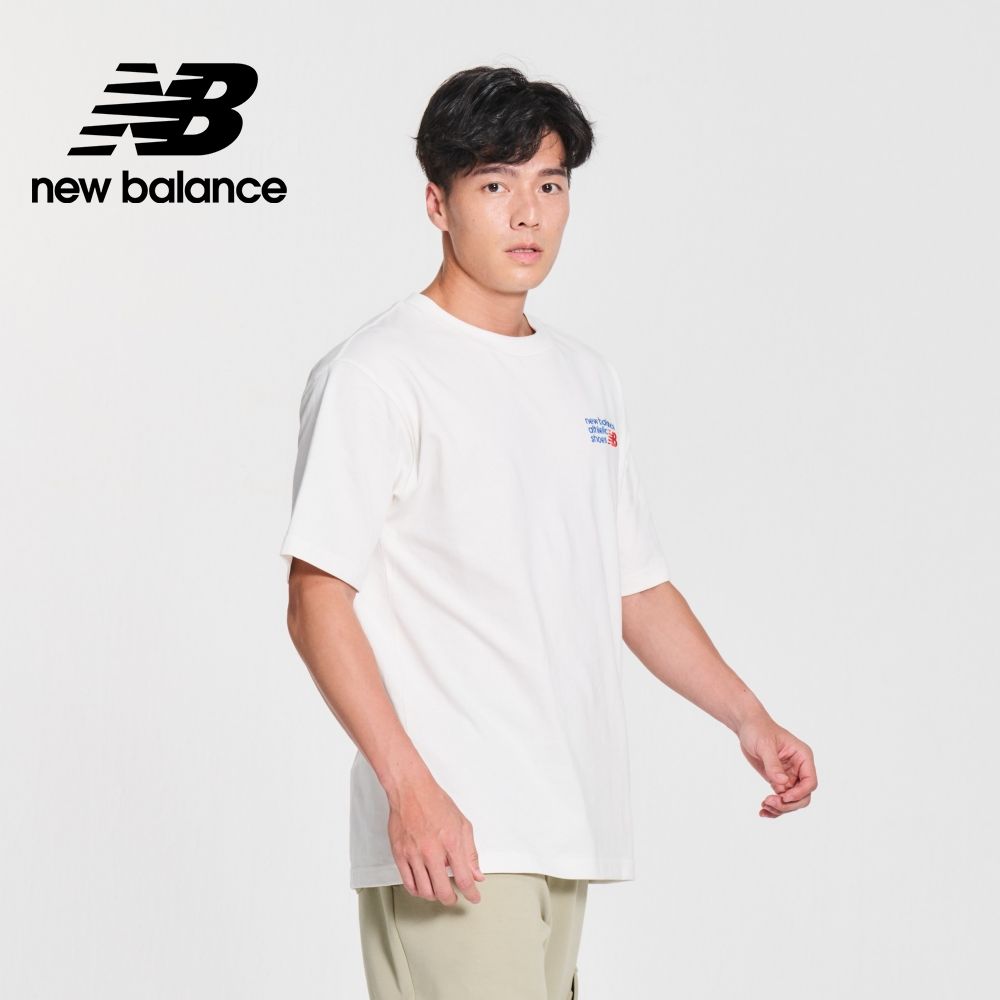 NEW BALANCE 刺繡標語短袖上衣_男性_牙白色_MT41908SST