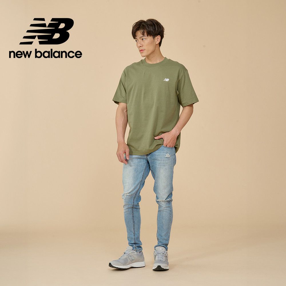 NEW BALANCE 圓領短袖上衣_男性_軍綠色_MT41509DEK