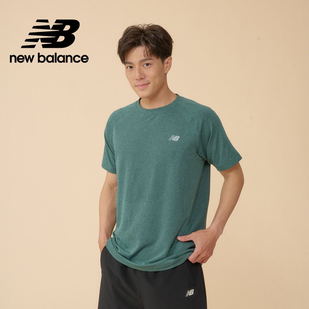 NEW BALANCE 吸濕排汗短袖上衣_男性_綠色_MT41080NUS