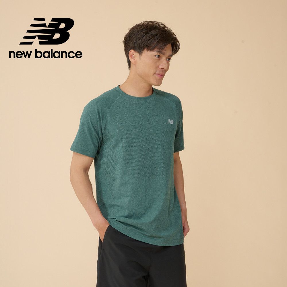 NEW BALANCE 吸濕排汗短袖上衣_男性_綠色_MT41080NUS