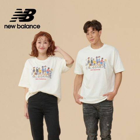 NEW BALANCE 趣味插畫短袖上衣_男性_米白色_MT43553SST