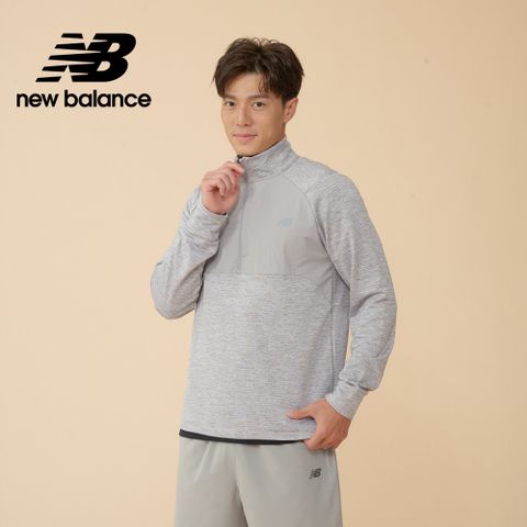 [New Balance]快乾吸排刷毛長袖上衣_男性_灰色_MT43204AG