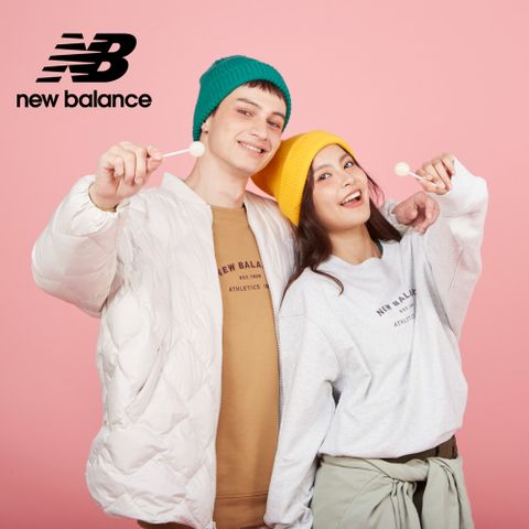 [New Balance]刺繡文字長袖上衣_男性_淺灰色_MT43558AHH